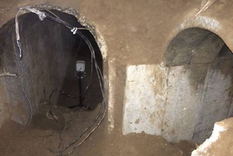 Tunnel reportedly dug by Hamas from the Gaza Strip towards Kibbutz Ein Hashloshah. (IDF Spokesperson's Unit)