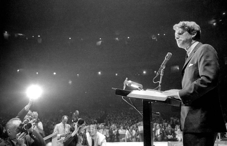 Robert Kennedy speaking at a pro-Israel rally at Madison Square Garden, 1967