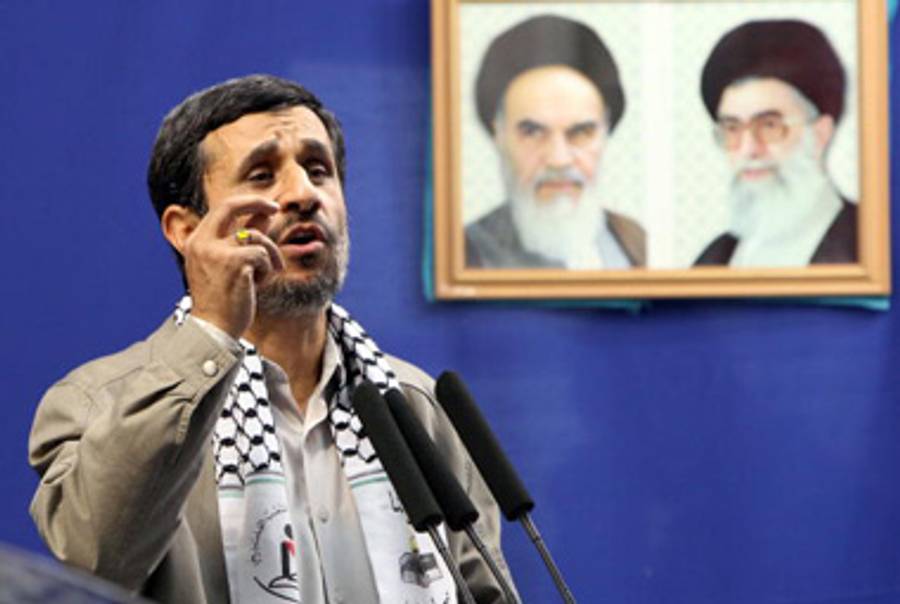 President Ahmadinejad addresses the rally Friday.(Atta Kenare/AFP/Getty Images)