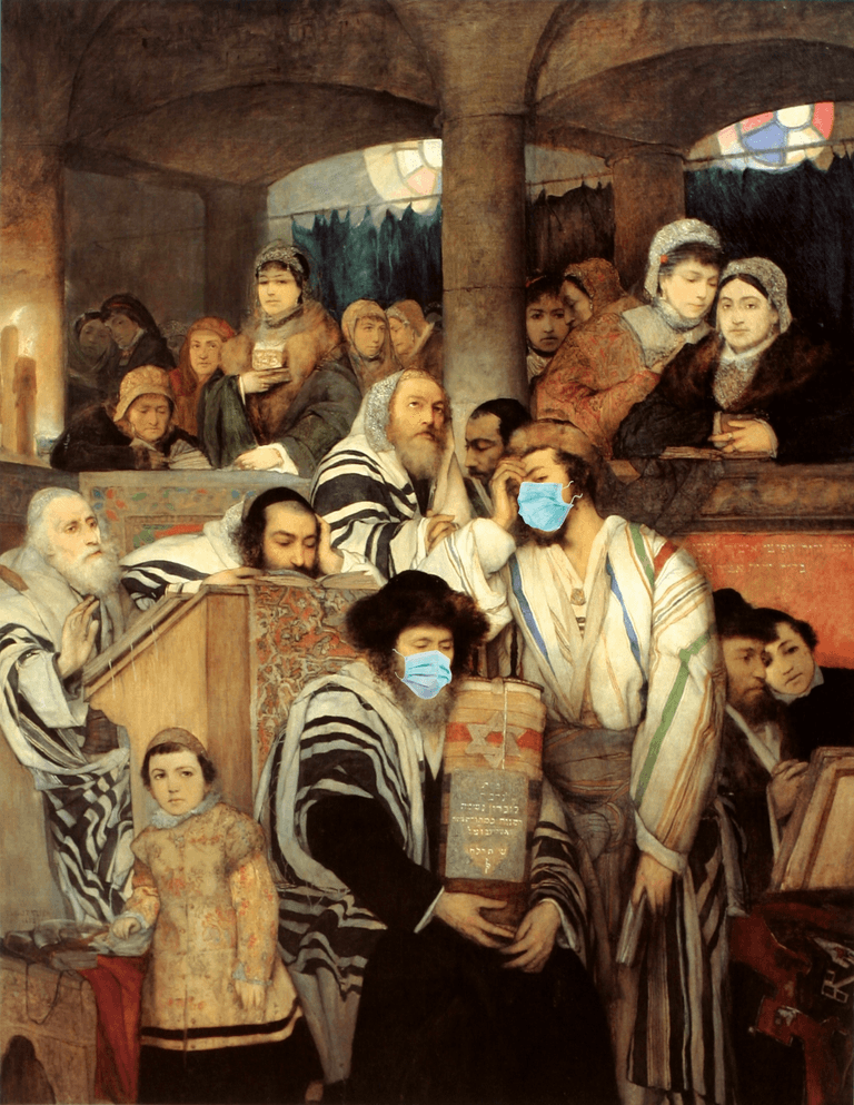 Who shall mask? Who shall not? ‘Jews Praying in the Synagogue on Yom Kippur’ (1878), Maurycy Gottlieb, 1856-1879
