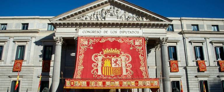 Exterior view of the Congreso de los Diputados, the Spanish parliament building, before the first Parliament session with the new government in Madrid, Spain, December 27, 2011. 