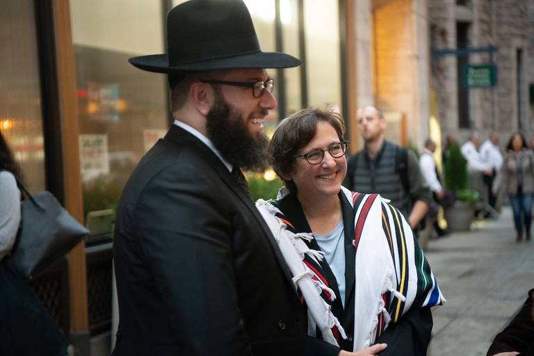 Rabbi Mike Moskowitz, at left, with Rabbi Sharon Kleinbaum