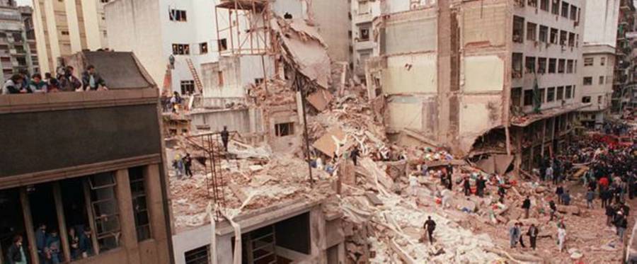 Remains of the AMIA after the 1994 bombing in Buenos Aires, Argentina.
