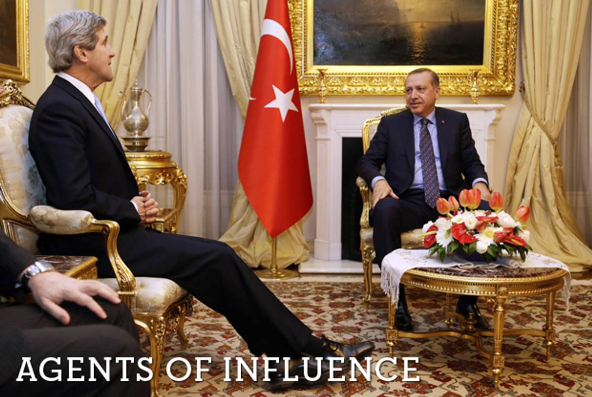 U.S. Secretary of State John Kerry meets with Turkish Prime Minister Recep Tayyip Erdogan in Ankara on March 1, 2013. (Jacquelyn Martin/AFP/Getty Images)