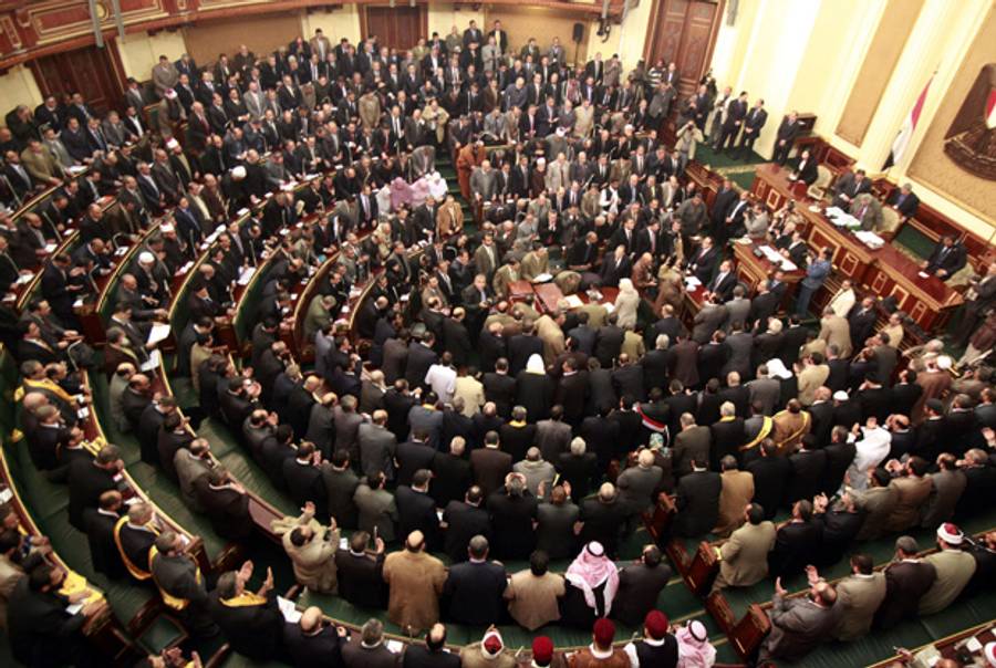 The Egyptian parliament meeting this morning for the first time since Hosni Mubarak was president.(Asmma Waguih - Pool/Getty Images)