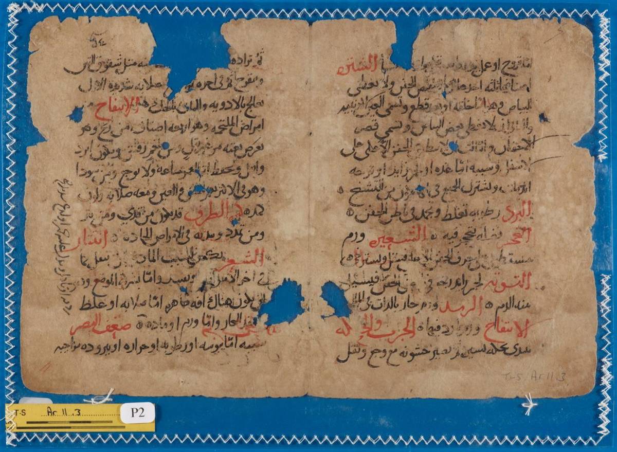 Pages from Avicenna’s Canon of Medicine, one of the most influential medical works of all time, now on display in Cambridge. (Genizah Research Unit/Facebook)