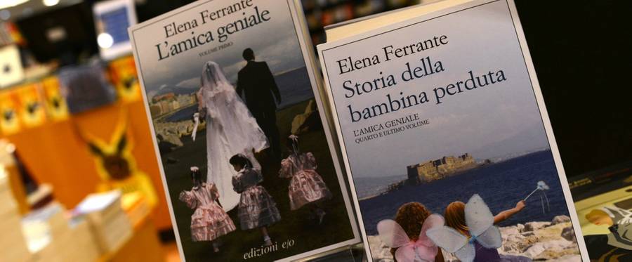 Books by Elena Ferrante are displayed in a bookstore in Rome, October 4, 2016. 