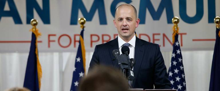 Former CIA agent Evan McMullin announces his presidential campaign as an Independent candidate on August 10, 2016 in Salt Lake City, Utah. Supporters gathered in downtown Salt Lake City for the launch of his Utah petition drive to collect the 1000 signatures McMullin needs to qualify for the presidential ballot. 