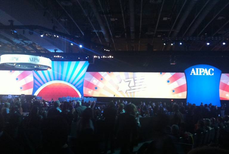 The scene at AIPAC's opening plenary session.(The author)
