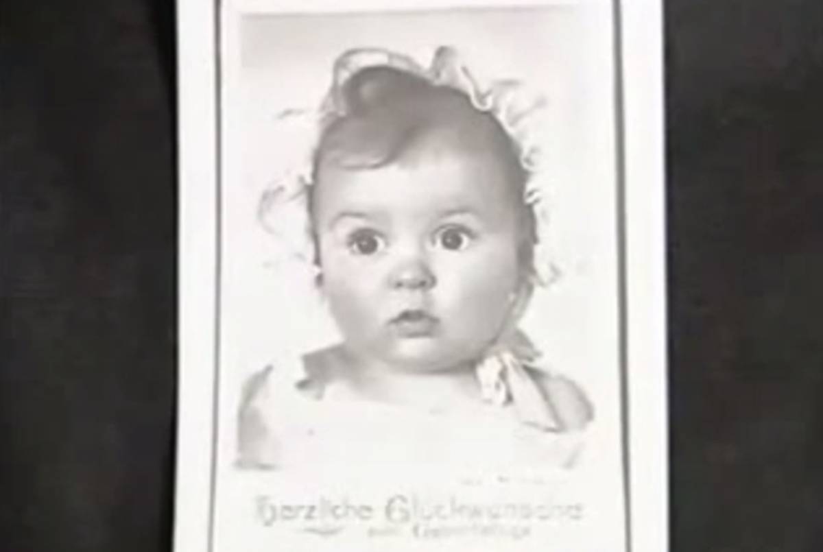 Image of a photograph of Hessy Taft taken in 1935 and used as Nazi propaganda. (YouTube/USC Shoah Foundation)
