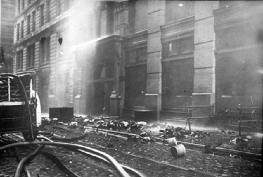 The scene after the Triangle Shirtwaist Fire.(ILR School at Cornell)