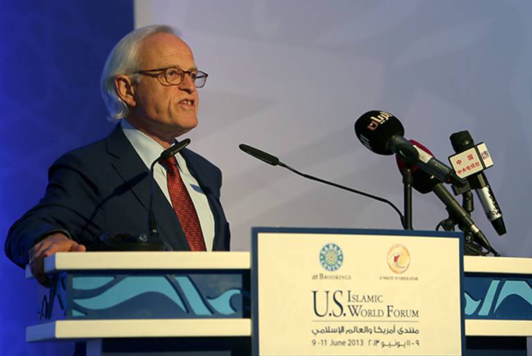 Vice President and Director of Foreign Policy at the Brookings Institute Martin Indyk, speaks on the first day of the US-Islamic World Forum in the Qatari capital Doha on June 9, 2013. (KARIM JAAFAR/AFP/Getty Images)