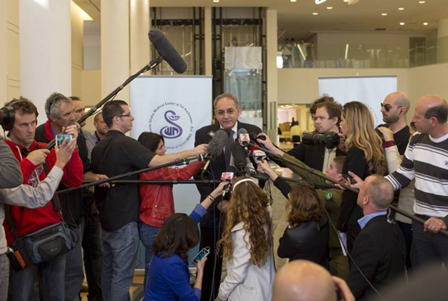  hospital director Zeev Rotstein talks with journalists on January 3, 2014, during a press conference at the Tel Hashomer hospital where former Israeli Prime Minister Ariel Sharon has been housed in a comatose state for eight years.(JACK GUEZ/AFP/Getty Images)