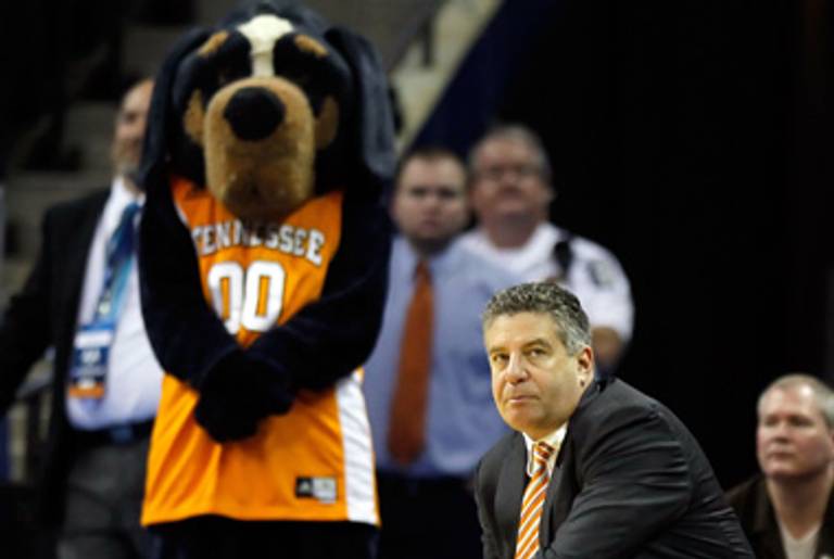 Coach Bruce Pearl (and Tennessee's mascot) last March.(Kevin C. Cox/Getty Images)