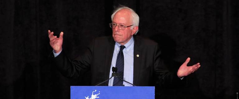Democratic Presidential Candidate Senator Bernie Sanders (D-VT) speaks at the Founders Day Dinner  in Milwaukee, Wisconsin, April 2, 2016. 