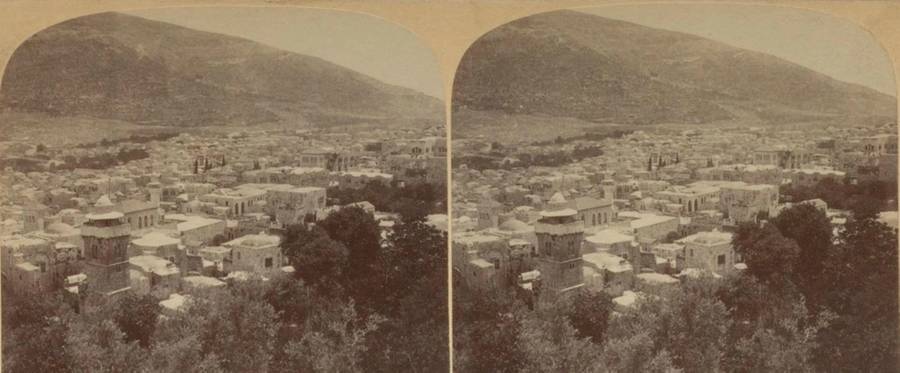 Nablus (ancient Shechem) and Mt. Ebal, 1900. 