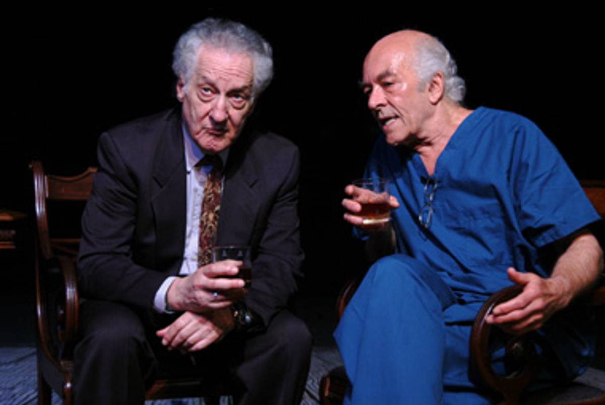 Howard Green as Solomon Galkin and Mark Margolis as Bernard Madoff in Imagining Madoff.(Rob Shannon)