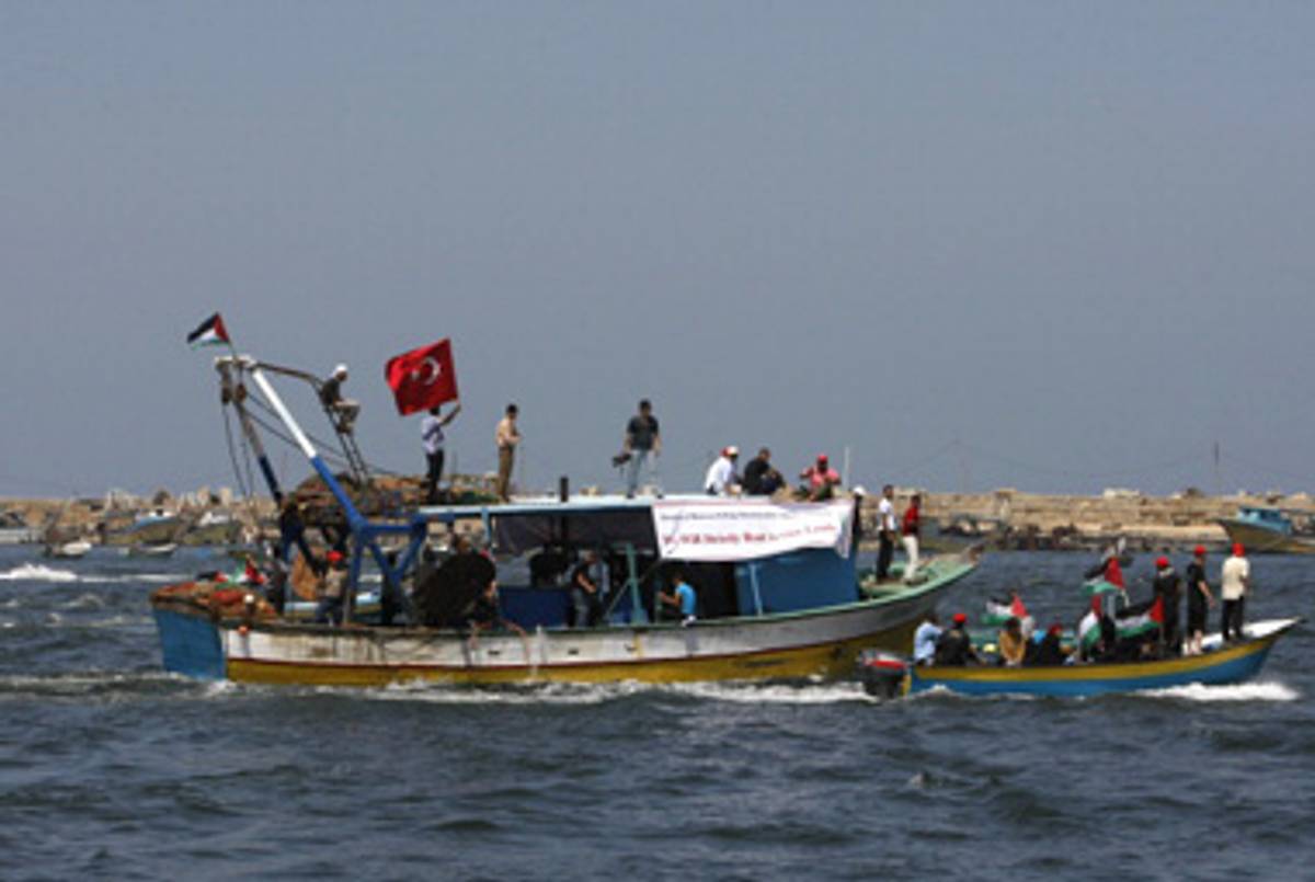 A rally last month in Gaza marking the one-year anniversary of the flotilla.(Mohammed Abed/AFP/Getty Images)