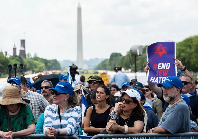 Participants at ‘No Fear: A Rally in Solidarity With the Jewish People’ on the National Mall in Washington, D.C., on July 11, 2021