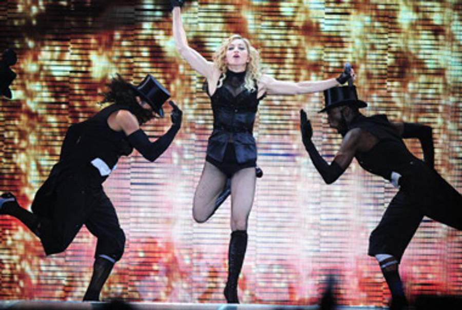 Madonna singing, not speechifying, in Bucharest.(Daniel Mihailescu/AFP/Getty Images)