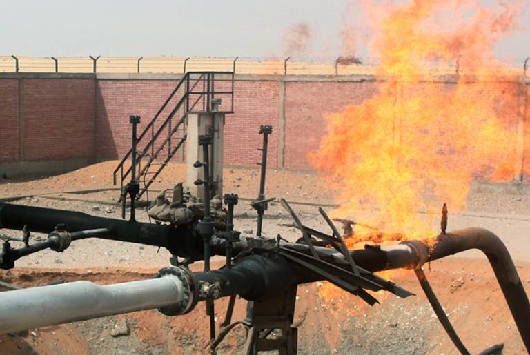 An Egyptian pipeline burns last April. This year, the natural gas has stopped for a different reason.(-/AFP/Getty Images)