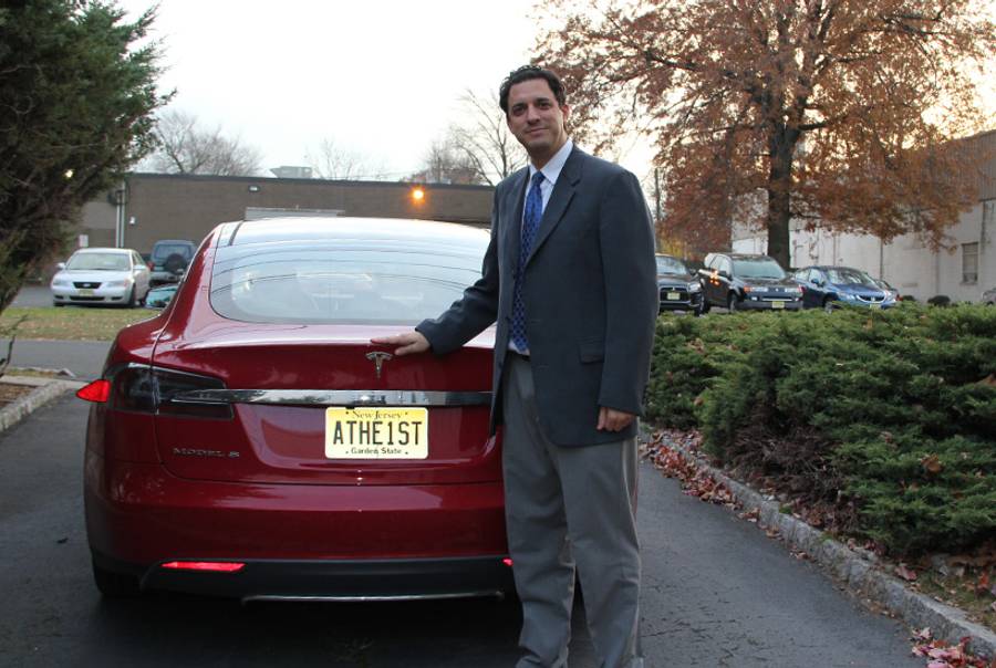 David Silverman on Nov. 15, 2013. The application for his "ATHE1ST" vanity plate was initially declined by New Jersey's Motor Vehicle Commission, but Silverman eventually prevailed: “They backed down when they realized who they were dealing with,” he said.(Rachel Silberstein)