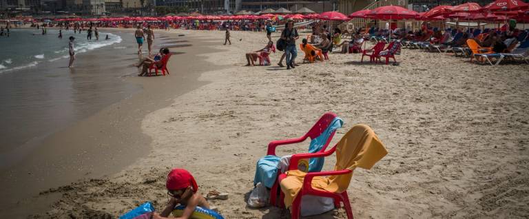 The scene at a beach in Tel Aviv, Israel, August 5, 2015. 
