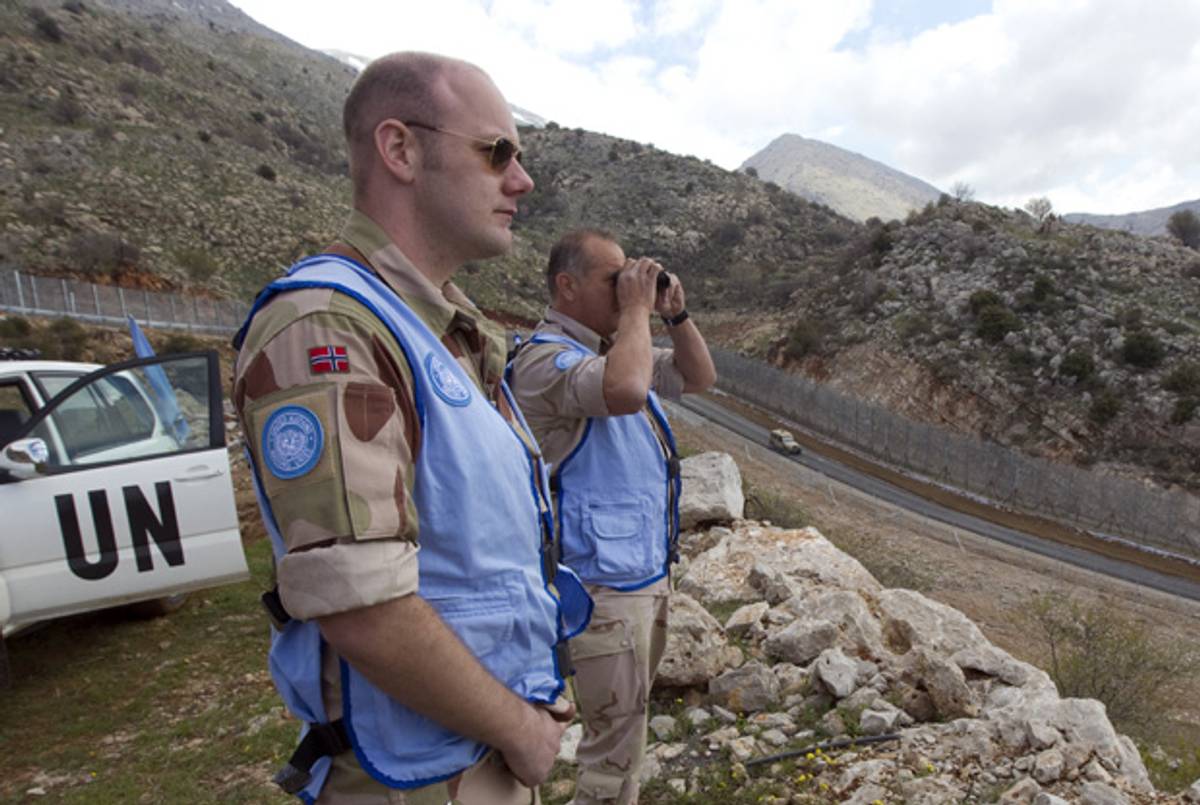 U.N. soldiers in the Golan Heights.(Jack Guez/AFP/Getty Images)