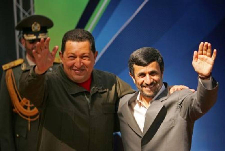 Venezuelan President Hugo Chavez with Iranian President Mahmoud Ahmadinejad(Getty)