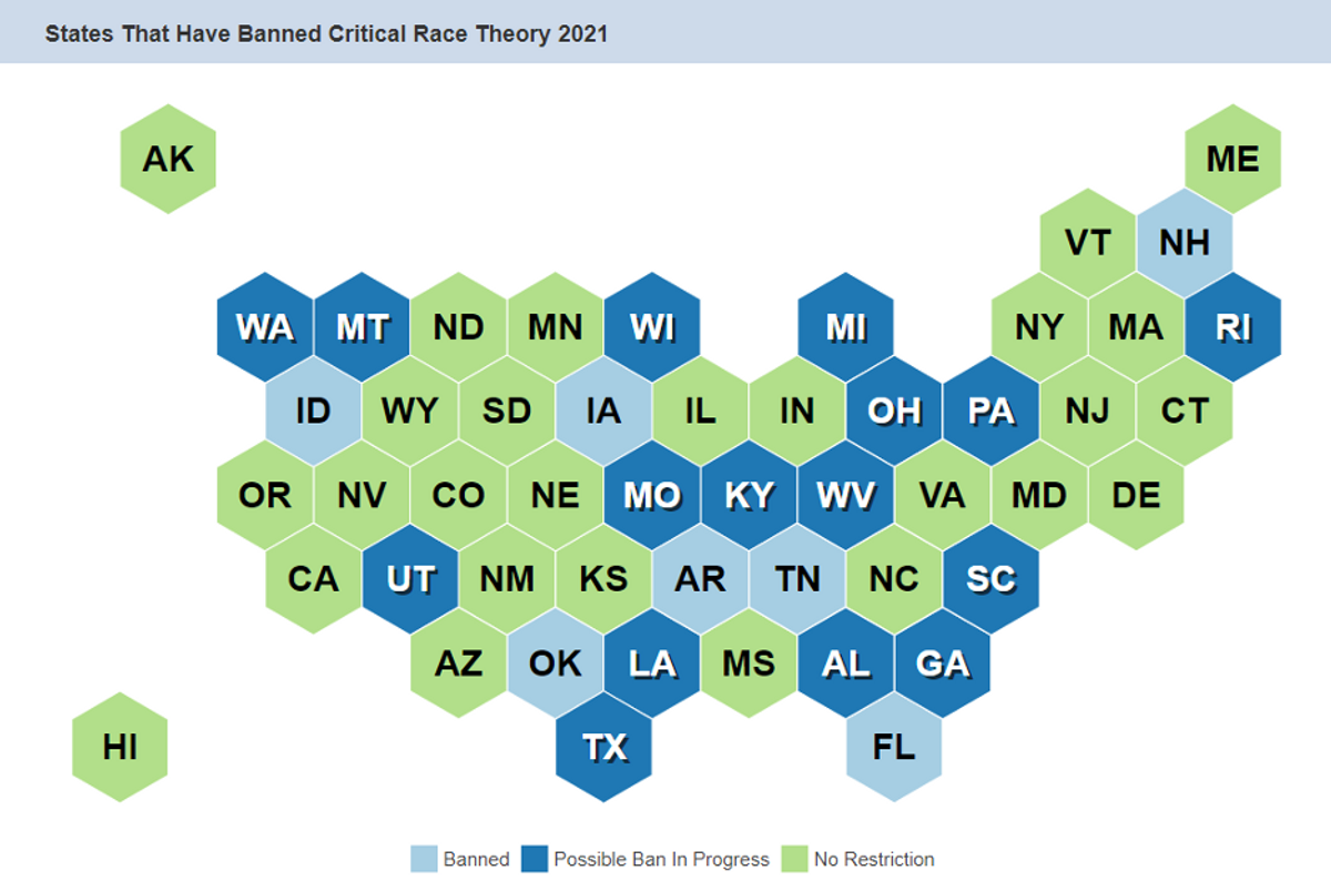 A map of passed and proposed anti-CRT laws