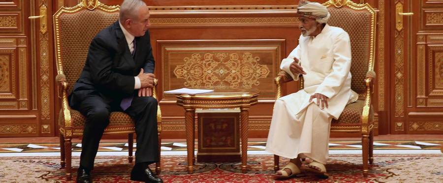 Benjamin Netanyahu attends a meeting with Sultan of Oman Qaboos bin Said Al Said in Muscat, Oman, on Oct. 26, 2018. 