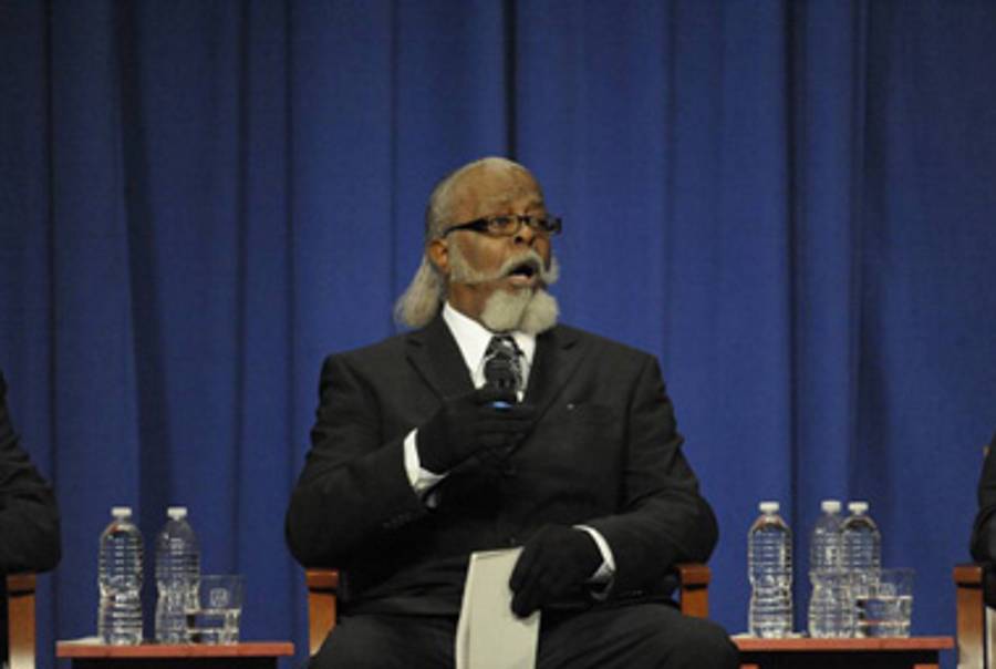 Jimmy McMillan of the Rent Is Too Damn High Party, Monday night.(Audrey C. Tiernan-Pool/Getty Image)