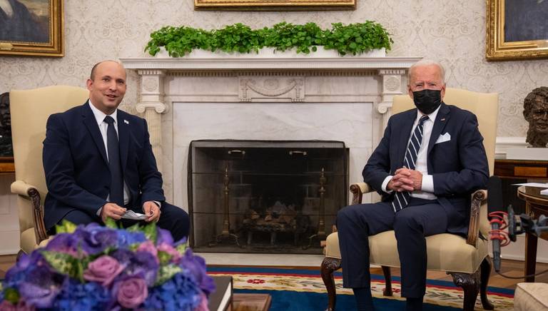 President Joe Biden meets with Israeli Prime Minister Naftali Bennett in the Oval Office in Washington, D.C., on Aug. 27, 2021