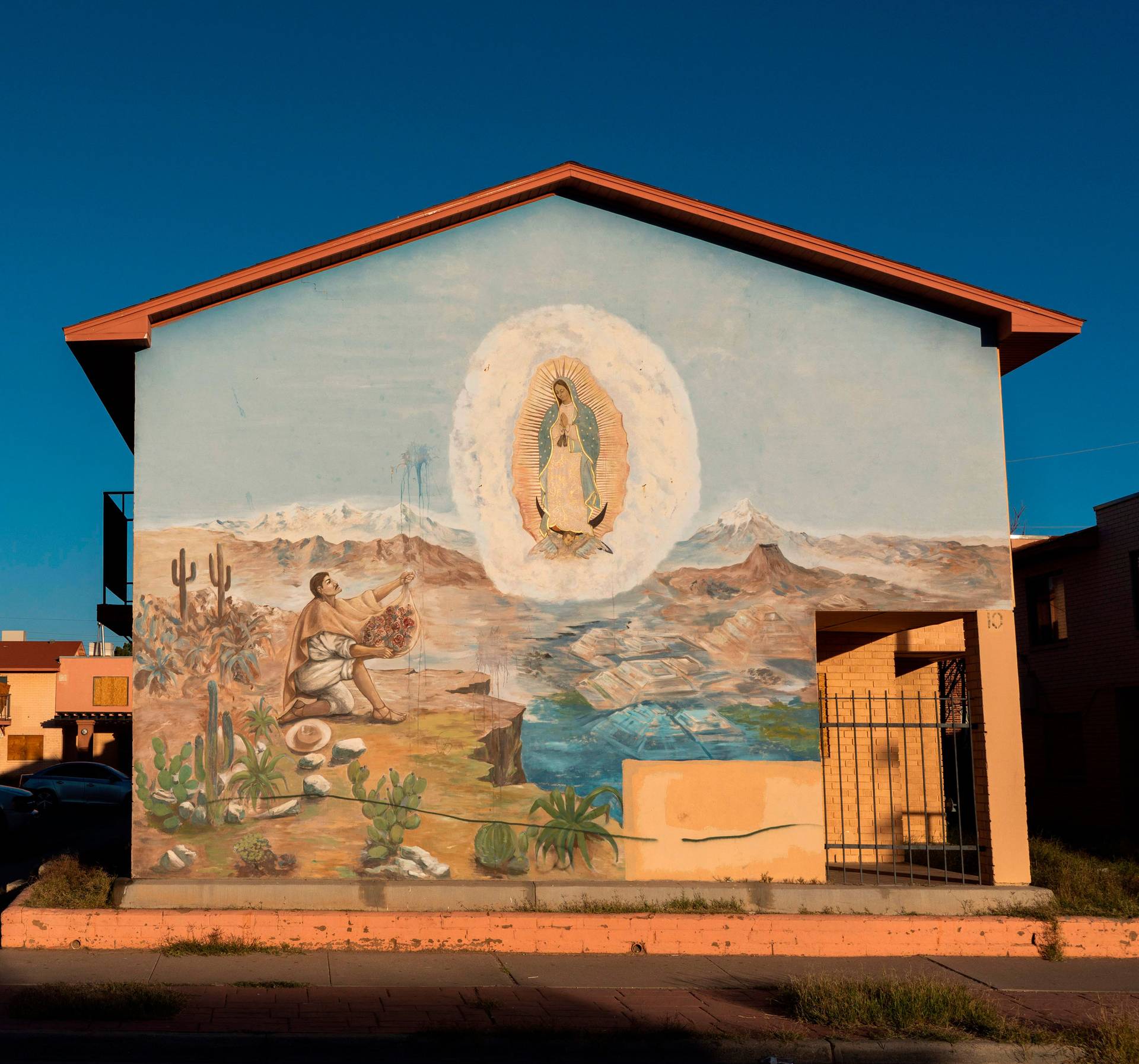 A mural of Juan Diego and Our Lady of Guadalupe in El Paso, Texas