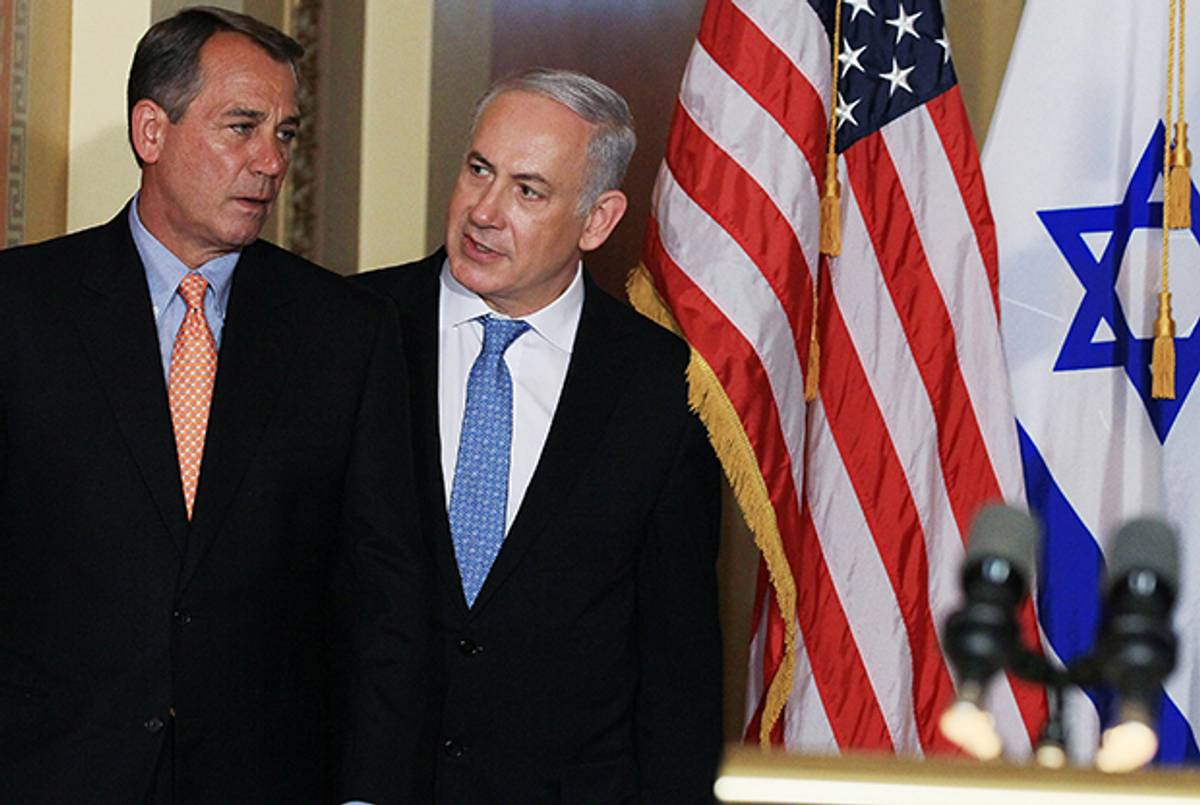 Israeli Prime Minister Benjamin Netanyahu and House Speaker John Boehner, address the media at the U.S Capitol on May 24, 2011 in Washington, D.C. (Mark Wilson/Getty Images)