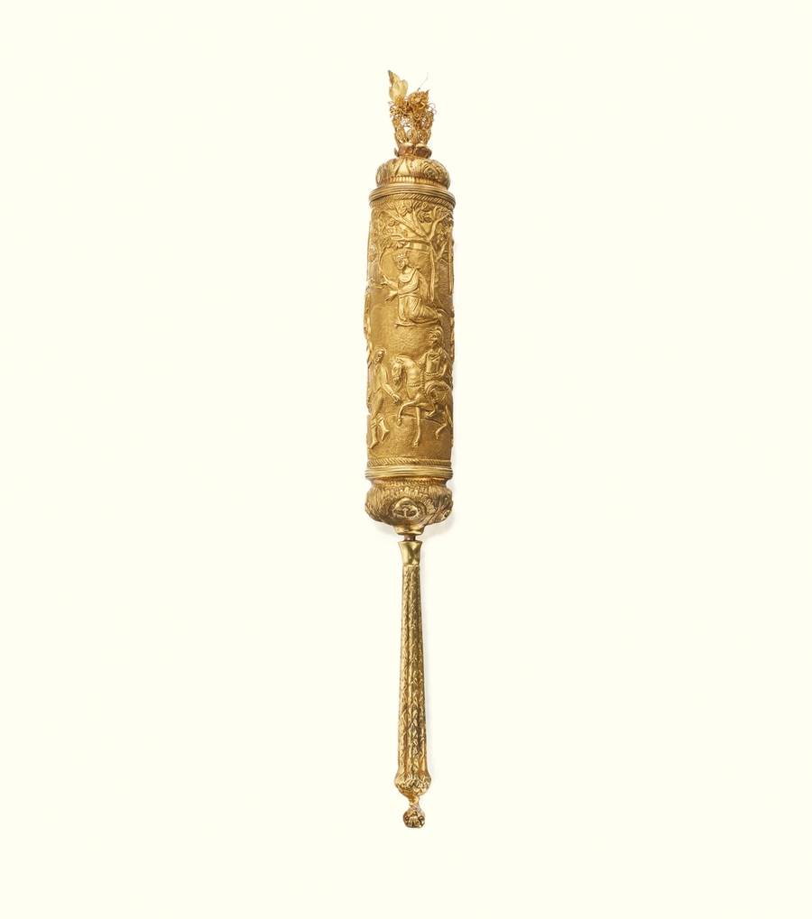 A Rare Italian Gold Esther Scroll Case, 18th Century