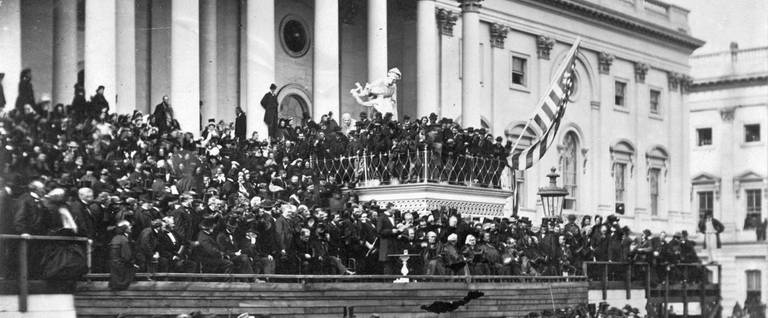 Abraham Lincoln delivering his second inaugural address as President of the United States, Washington, D.C.