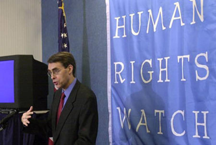 HRW executive director Roth speaking at the National Press Club.(Nicholas Kamm/AFP/Getty Images)