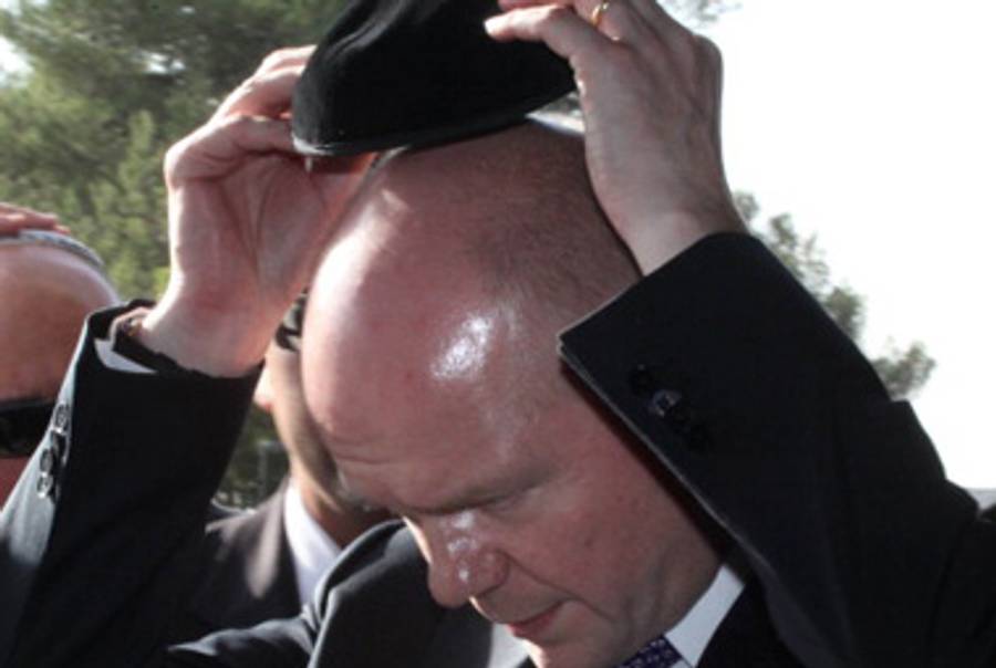 Hague in the Holy Land today.(Gali Tibbon/AFP/Getty Images)