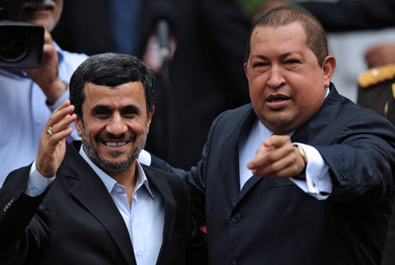 Quite the duo, Presidents Ahmadinejad and Chávez, earlier this week.(Juan Barreto/AFP/Getty Images)