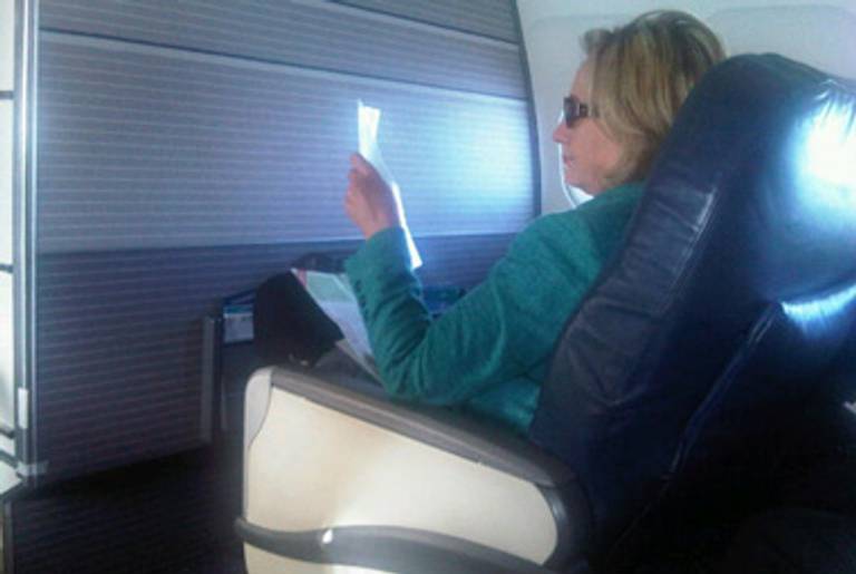 Clinton on the shuttle yesterday.(William Daroff)