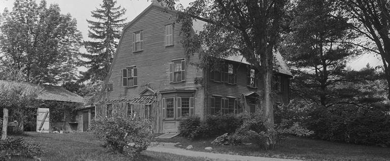 The Old Manse in Concord, Massachusetts (here, photographed sometime between 1890 and 1901 "from the highway") was built in 1770 for Rev. William Emerson, father of minister Rev. William Emerson and grandfather of transcendentalist writer and lecturer Ralph Waldo Emerson.