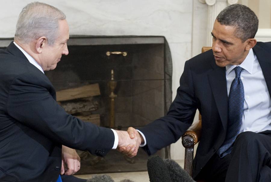 Prime Minister Netanyahu and President Obama on Monday.(Saul Loeb/AFP/Getty Images)