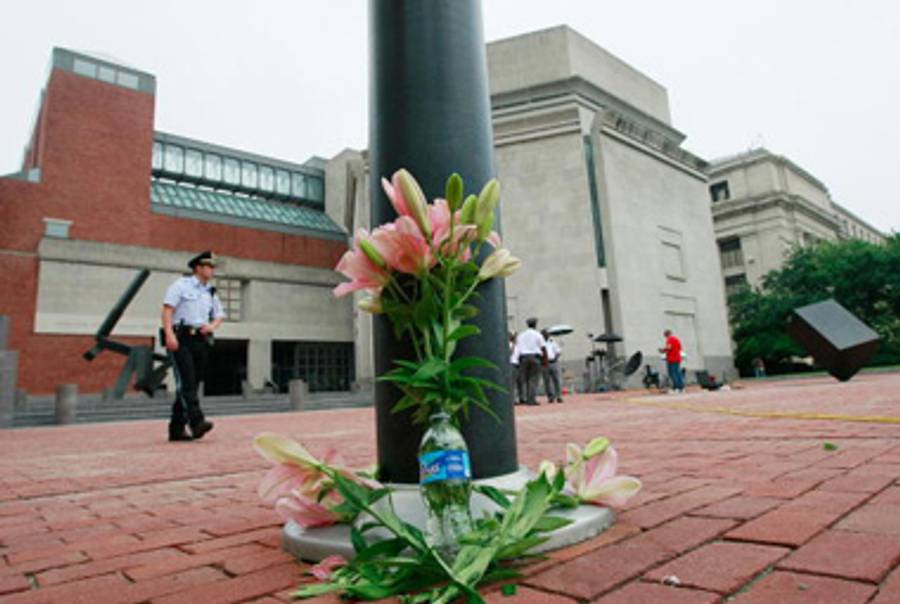 Flowers in front of the Holocaust Museum today.(Getty Images)