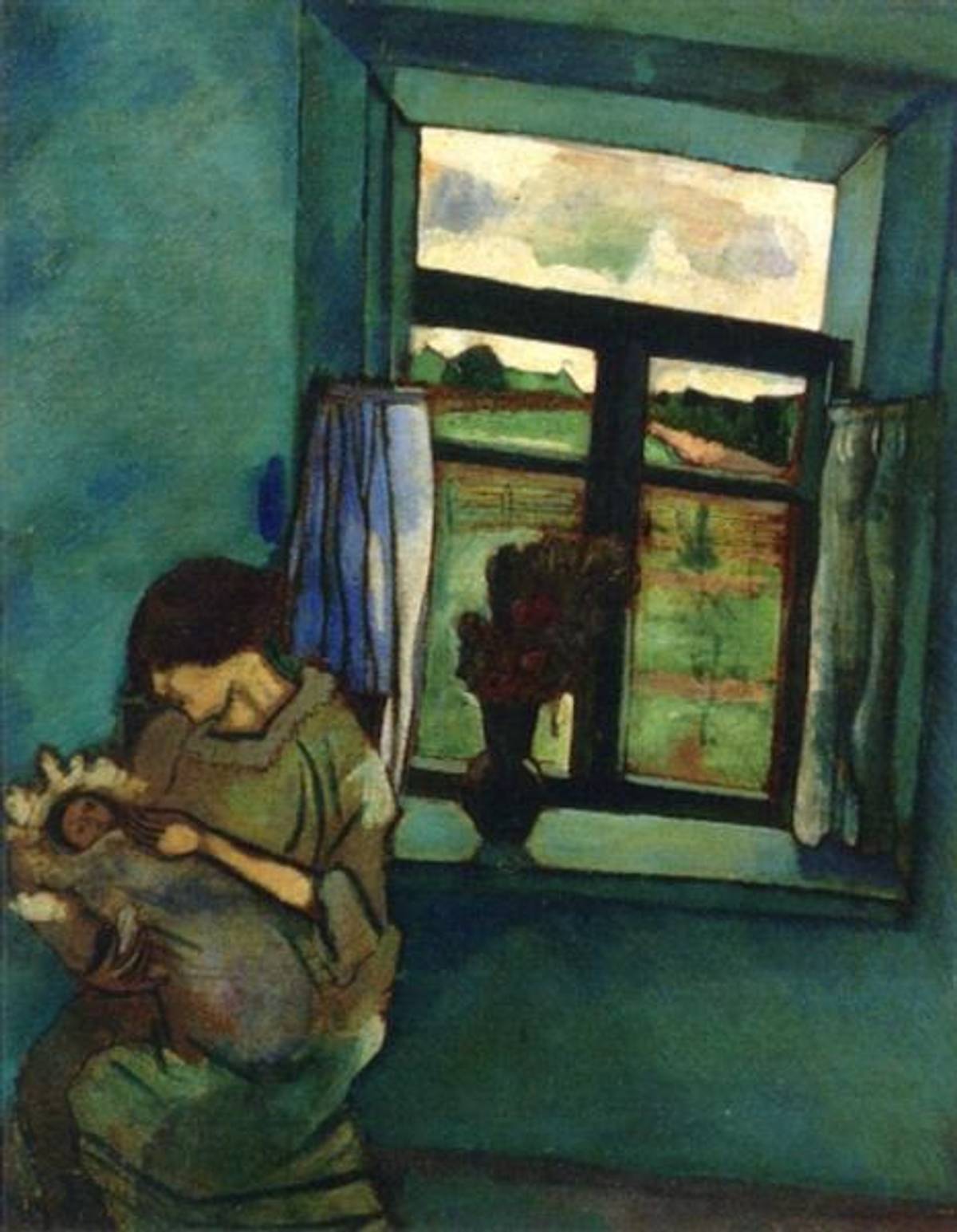 Bella and Ida at the Window, 1916, oil on cardboard.