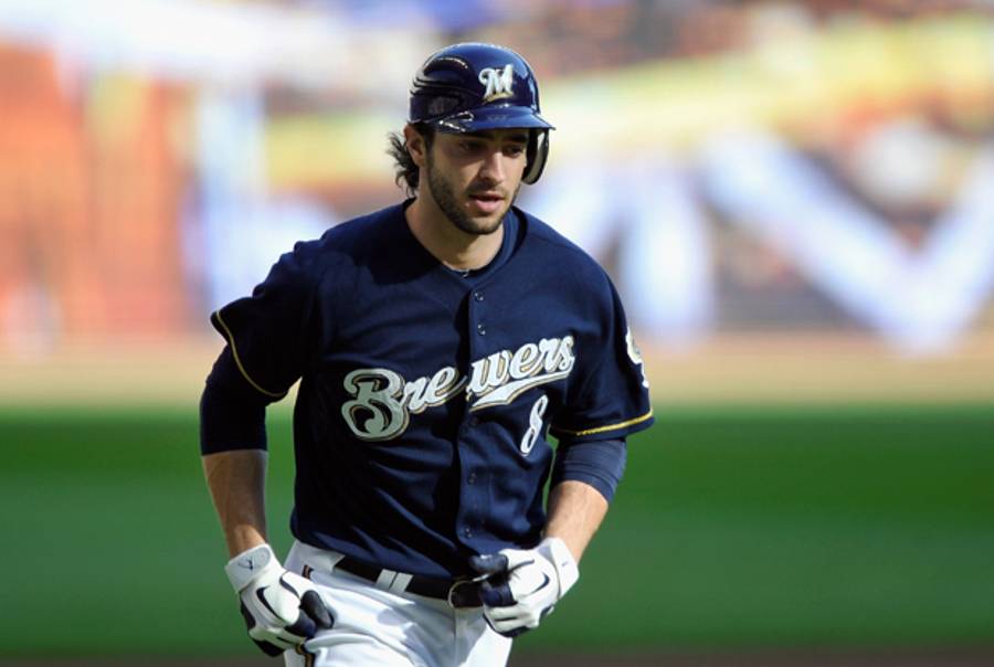 Ryan Braun in the National League Championship Series.(Jim Prisching-Pool/Getty Images)