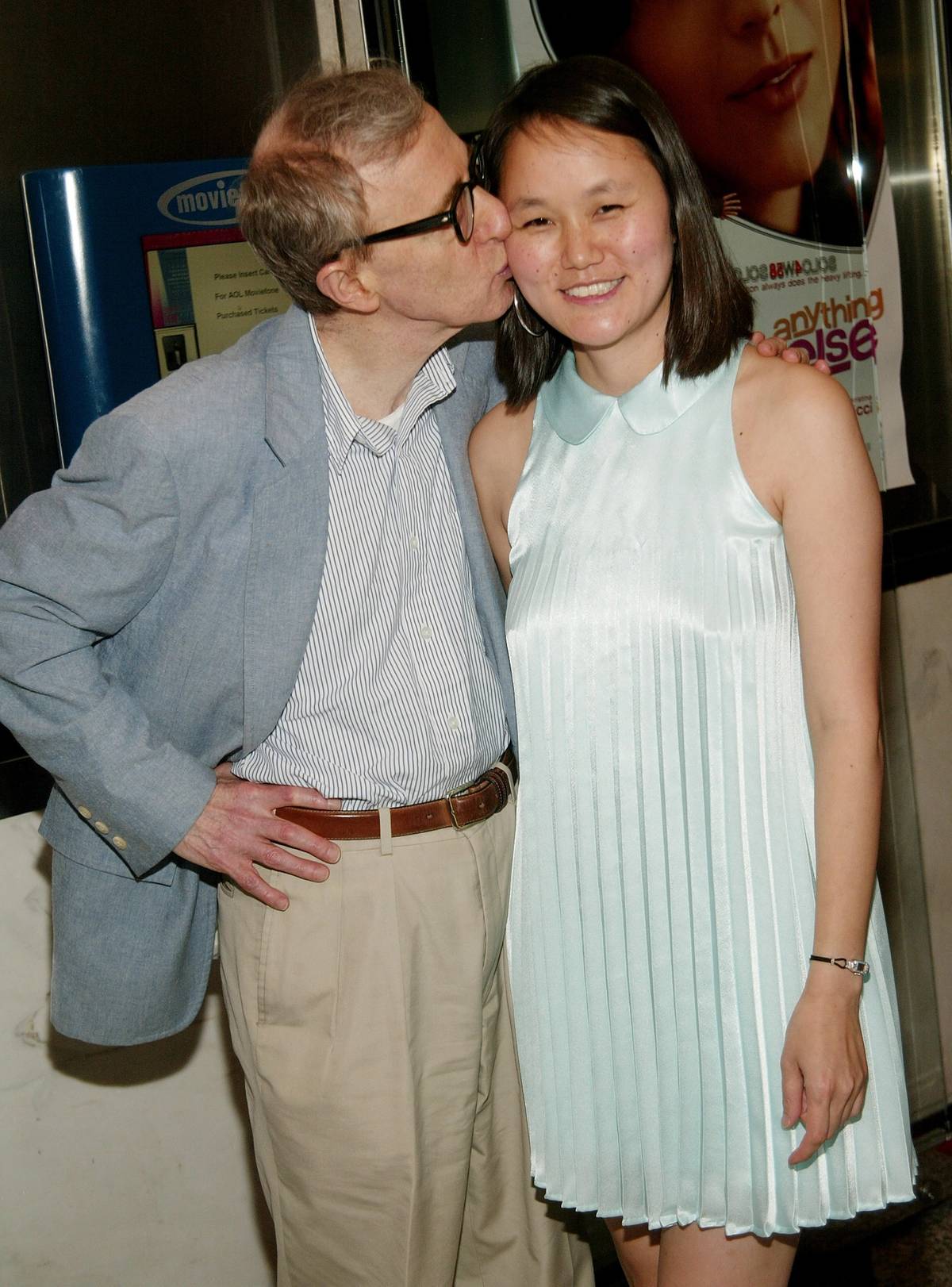 Director/actor Woody Allen kisses his wife Soon-Yi Previn as they attend a special screening of DreamWorks Pictures’ ‘Anything Else’ at the Paris Theatre September 16, 2003 in New York City. (Photo by Evan Agostini/Getty Images)