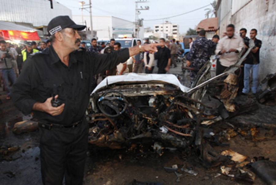 Islam Yasin’s former car.(Mohammed Abed/AFP/Getty Images)