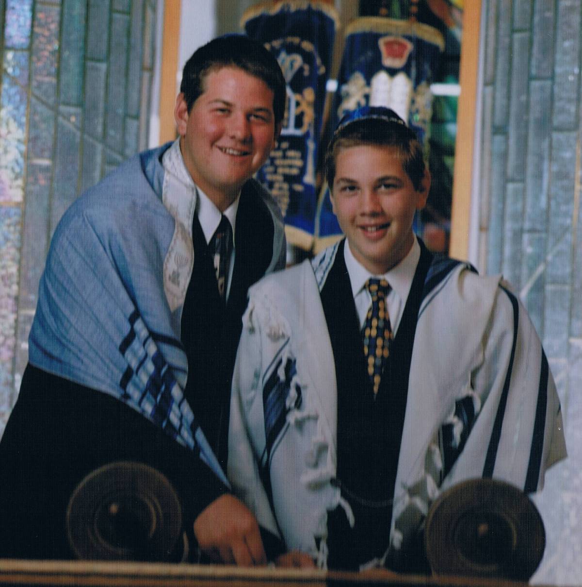 The Schwartz brother at shul. (John Solano Photography)