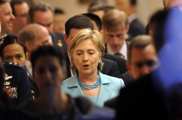 Hillary Clinton amidst the US delegation to the Association of Southeast Asian Nations(Romeo Gacad/AFP/Getty Images)